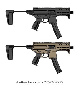 two versions of the sig mcx gun design are gray and brown-grey