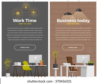 Two vertical banner with workplace.