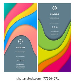 Two Vertical Banners with Colorful Waves. Vector Design Concept. Bright Idea for Advertising.
