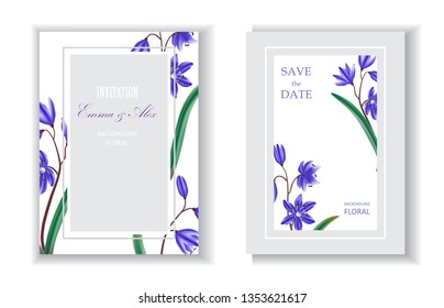 Two vertical banners. Spring flowers greeting card template.