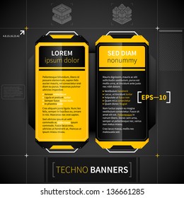 Two vertical banners in techno style. Useful for web design or advertising.