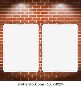 Two vertical billboards on brick wall, vector eps10 illustration