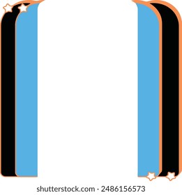 Two vertical blue and black stripes with orange and white stars. Perfect for patriotic designs, Fourth of July celebrations, and American themed projects.