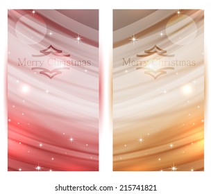 Two Vertical Cards Christmas background card with words merry Christmas in the light circle.Label can be edited