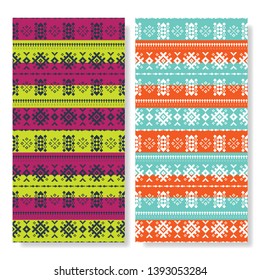 Two vertical color patterns isolated on white background
