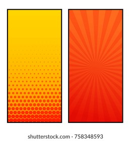 two vertical comic pages style banner design