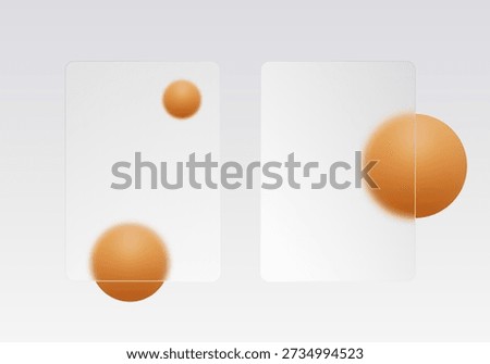 Two vertical glass shapes with orange spheres on a neutral light gray background. Eps 10