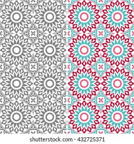 Two vertical seamless ethnic patterns.