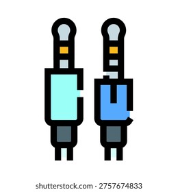 Two vertical stereo audio jack connectors on a white background, symbolizing multimedia and music connections, hardware interface for sound inputoutput in modern audio devices and systems
