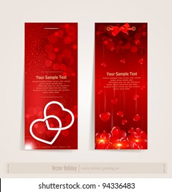 two vertical vector festive banner with hearts