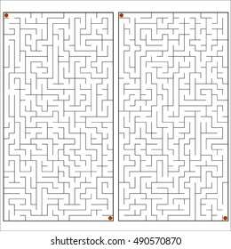 Two vertical vector images of mazes
