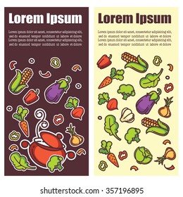 two vertical web banners with images of fresh local farm food