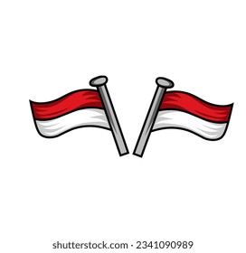 two very cool amazing Indonesian red and white flag designs to commemorate independence day on a white background
