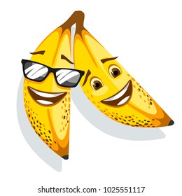 two very funny smiling bananas