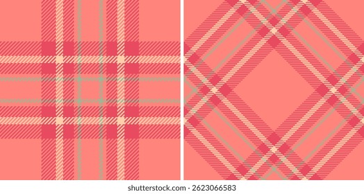 Two vibrant coral plaid patterns, perfect for textile design, fashion, or web backgrounds.