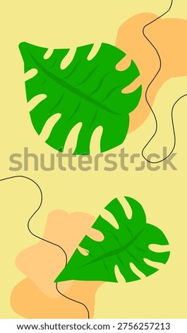 Two vibrant green monstera leaves with distinct cutouts, showcasing their iconic split-leaf design and rich color.