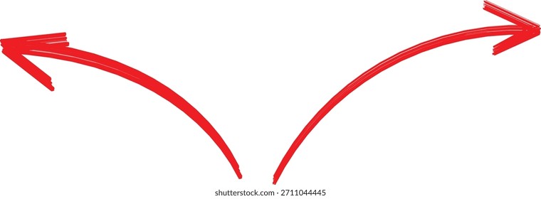 Two vibrant red brushstrokes forming an abstract arrow shape on a pastel background.