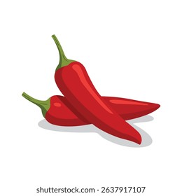 Two vibrant red chili peppers with green stems, ready to add spicy flavor.