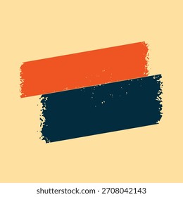 Dois traçados de pincel texturizados vibrantes, laranja e azul profundo, se sobrepõem em um plano de fundo bege quente suave, criando um padrão dinâmico.