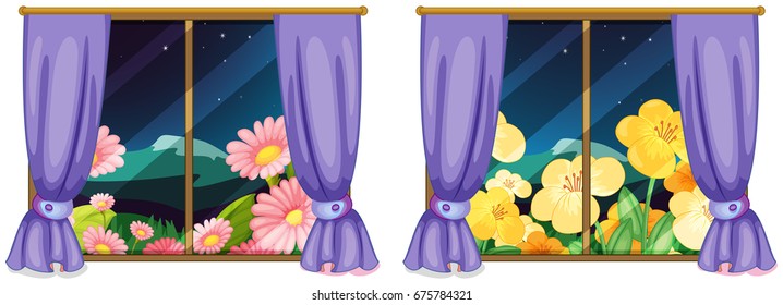 Dos vistas de la ilustración de windows