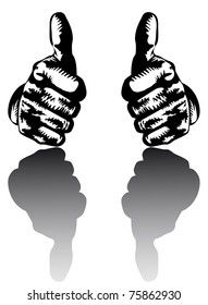 Two vigorous hands of the person express an enthusiastic estimation