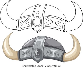 Dois capacetes Viking com desenhos intrincados