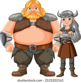 Two Viking warriors in traditional attire