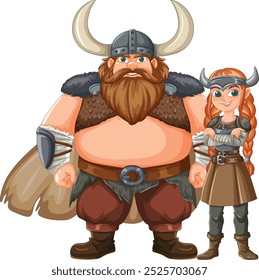 Two Viking warriors in traditional attire