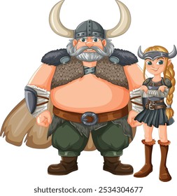 Two Viking warriors in traditional attire