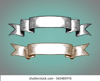 two vintage banners ribbons