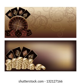 Two vintage casino banners, vector illustration