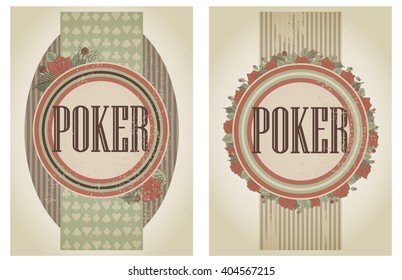 Two vintage casino poker banners, vector illustration