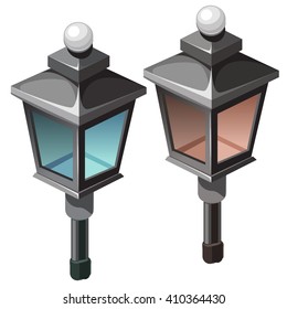 Two vintage city lights. Vector illustration.
