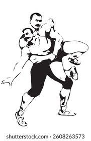Two vintage fighters isolated vector illustration