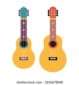 two vintage flat vector design guitars