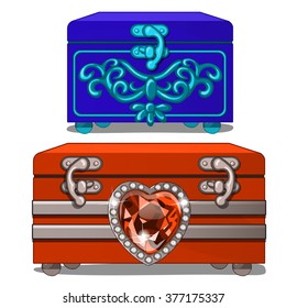 Two vintage jewelry boxes. Vector illustration.