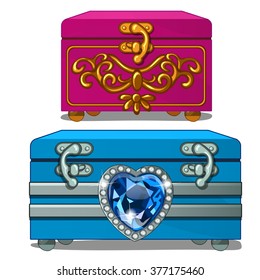 Two vintage jewelry boxes. Vector illustration.