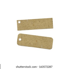 Two vintage old paper tags / labels / banners with metallic holes