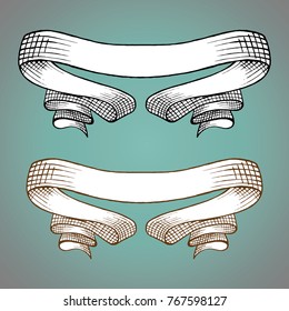 Two vintage ribbon banners. Vector illustration.