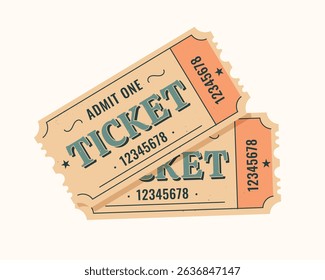 Two vintage tickets isolated on white background	