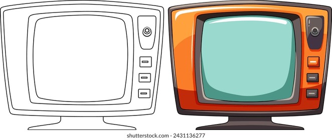 Two vintage TVs with colorful designs