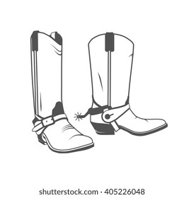 Two Vintage Western Cowboy Boots. Vector Illustration.