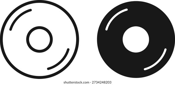 Two vinyl record icons in black and white