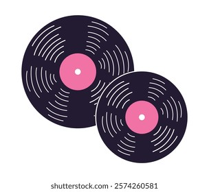 Two vinyl records isolated flat vector illustration