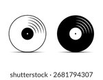 Two Vinyl Records Side by Side: White and Black Contrast Music Discs Illustration.