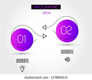 two violet options with arrows, infographic concept