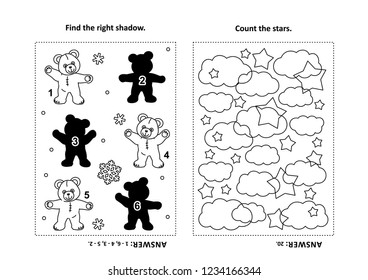 Two Visual Puzzles Coloring Page Kids Stock Vector (Royalty Free ...