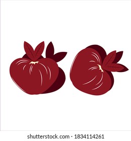 two vitamin red apples with a shadow