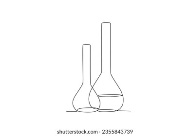 Two volumetric flasks. Lab equipment one-line drawing