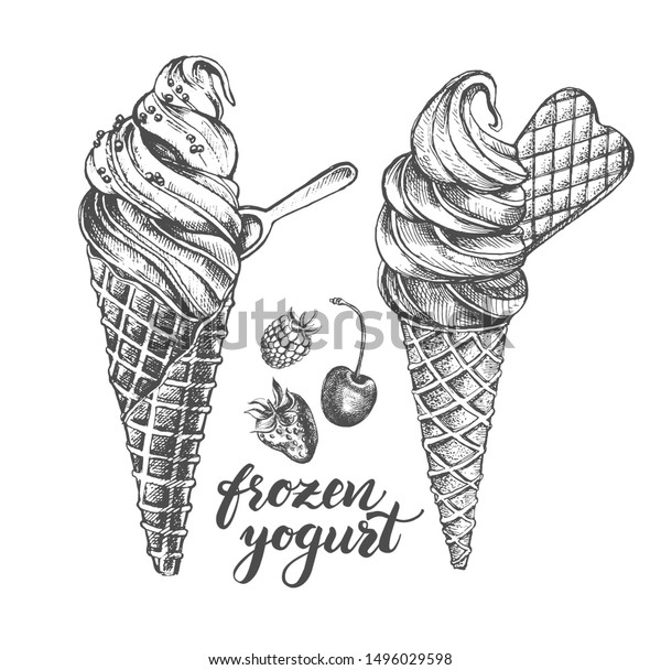 Two Waffle Cones Soft Ice Cream Stock Vector Royalty Free Shutterstock